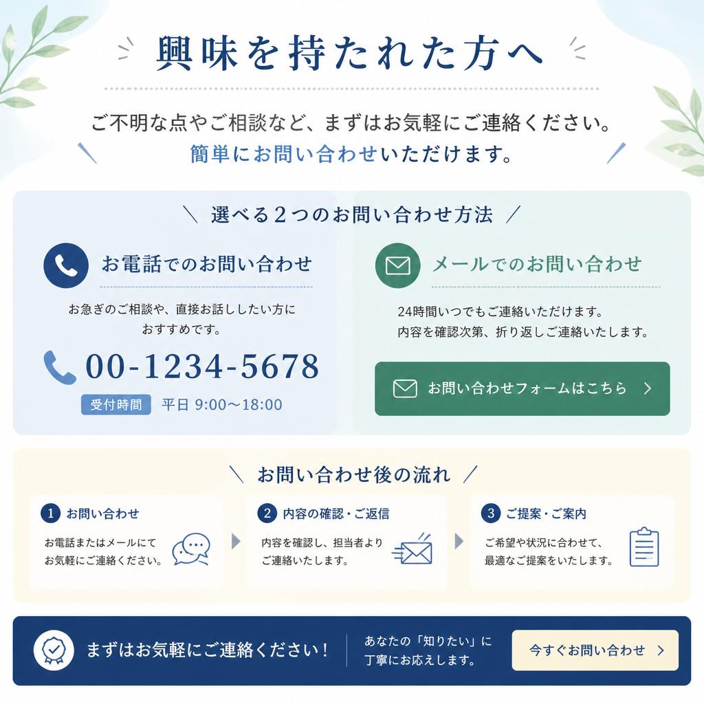今すぐお問い合わせを！