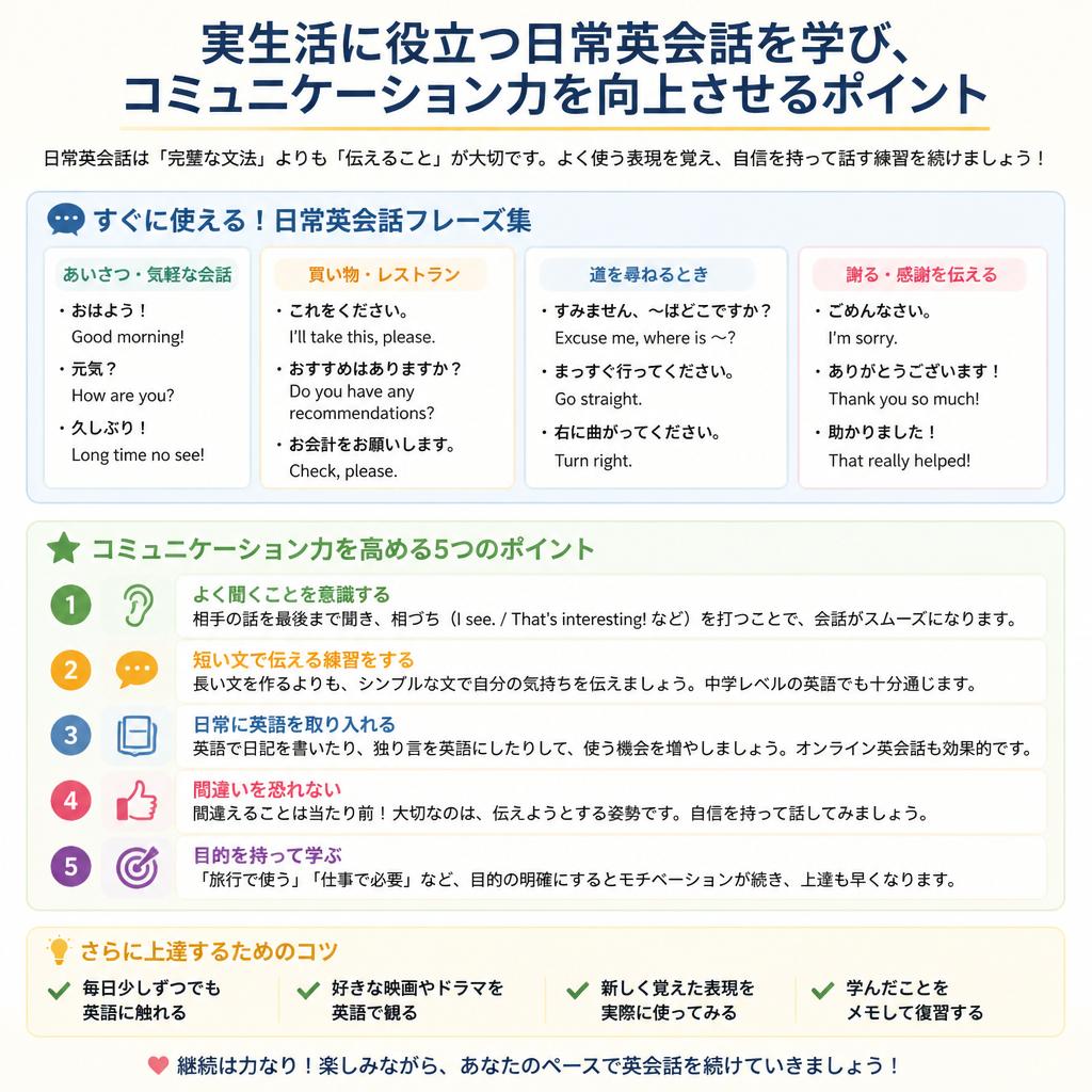 日常英会話で実用的なスキルを習得