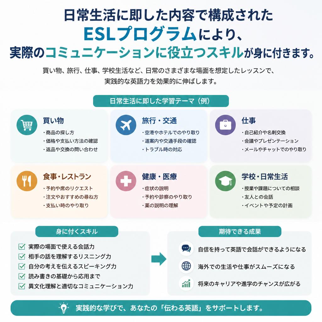 ESLプログラムで実践的な英語力を
