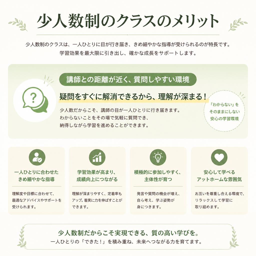 少人数制での丁寧な指導