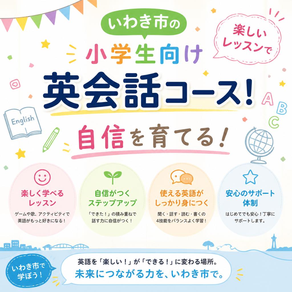 楽しいレッスンで自信を育てる、いわき市の小学生向け英会話コース！
